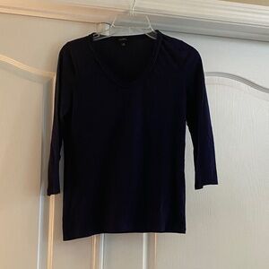 Talbots Navy Blue Long Sleeve V-Neck Top